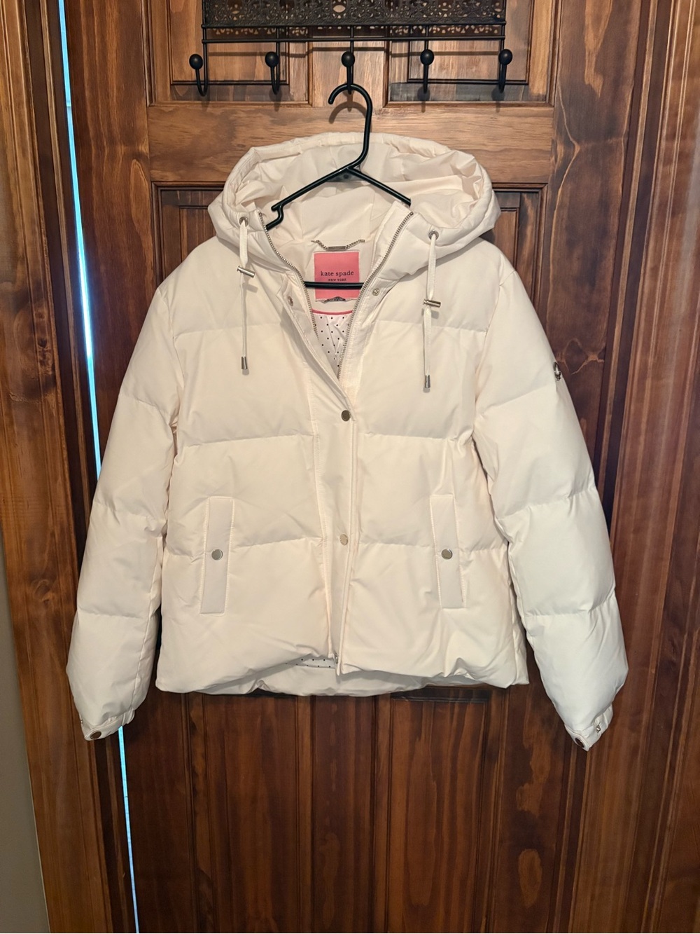 kate spade Ivory Hooded Down Puffer Jacket